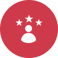 Here's an alt tag for the image: `Person with three-star rating`