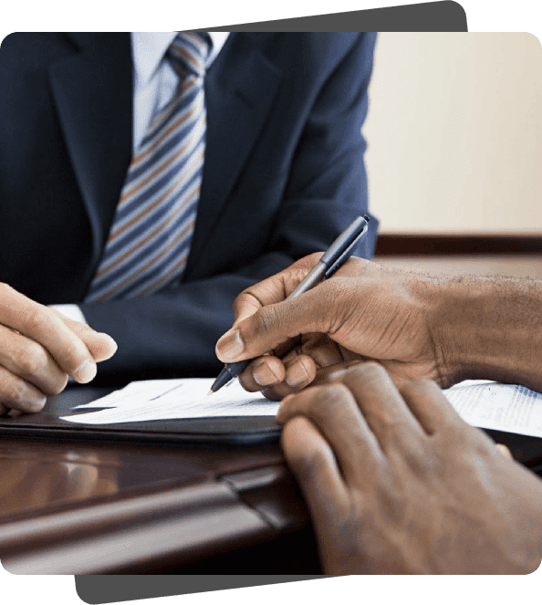 Businessmen signing important contract.